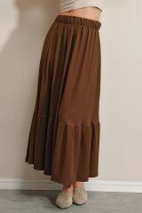 1886 Uzun Örme Etek - Kahverengi