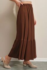 1886 Uzun Örme Etek - Kahverengi