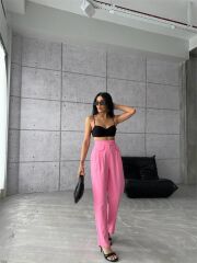 PANTOLON KAPALI CEP 3 DÜĞME DETAYLI - Pembe