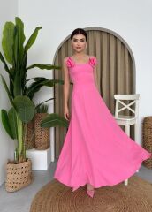 Matilda Gül İp Askılı Elbise