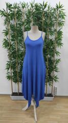 Kadın Askılı V Yakalı Cep Detaylı Asimetrik Kesim Viskon Elbise