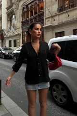 Poulina Flamlı Keten Gömlek 3257-08