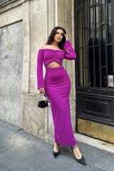 Lita Cut Out Büzgülü Elbise 2715-8