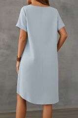 Kadın Kısa Kollu Kayık Yaka Bürümcük Elbise