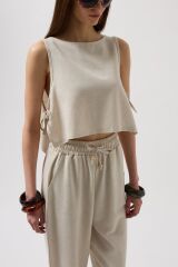 Yandan Bağlamalı Crop Bluz