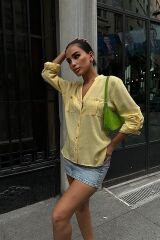 Poulina Flamlı Keten Gömlek 3257-08