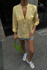 Poulina Flamlı Keten Gömlek 3257-08