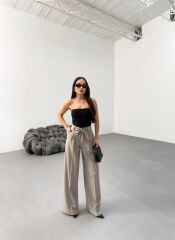 Sante Çi̇zgi̇li̇ Bel Kuşakli Palazzo Pantolon