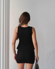 Kadın Modal Kumaş Volanlı Mini Etek Takım