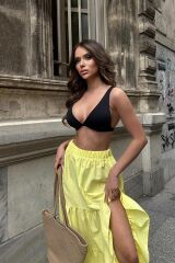 Audrey Fıfrlı Yırtmaç Detay Etek 4037