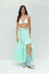 Audrey Fıfrlı Yırtmaç Detay Etek 4037