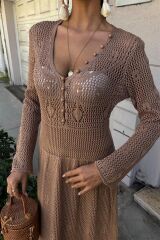 Düğme Detaylı Ve Kat Etekli Etnik Elbise 2859