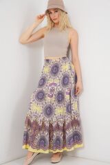 1898 Desenli Uzun Etek - Sarı