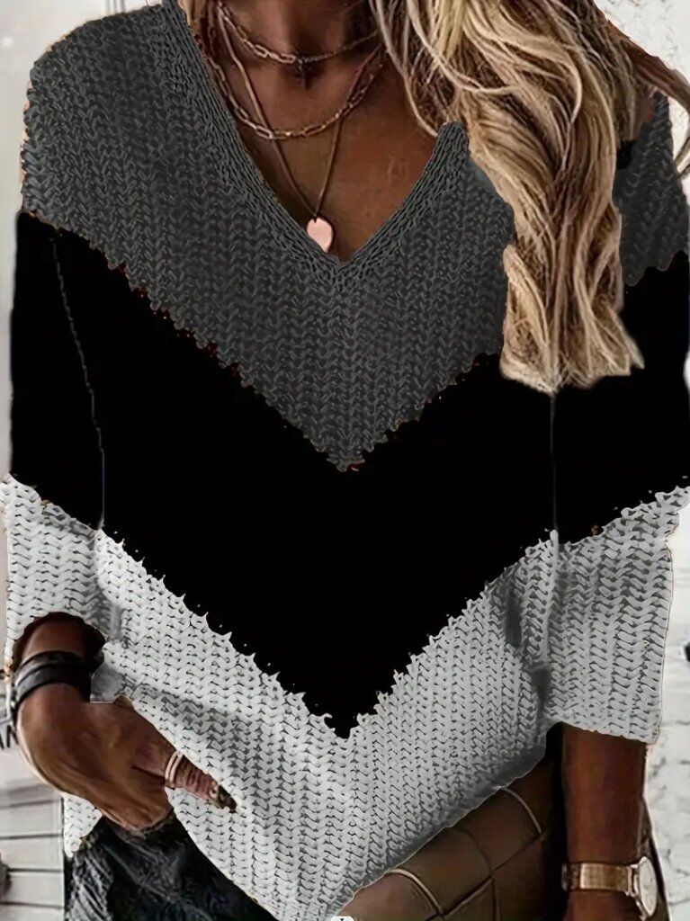 Kadın Uzun Kollu V Yakalı Triko Bluz