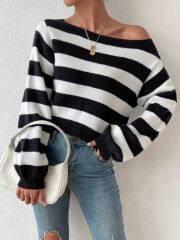 Kadın Uzun Kollu Kayık Yaka Triko Bluz