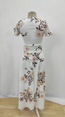 Kadın Kısa Kollu Bisiklet Yaka Puantiyeli Maksi örme Krep Elbise