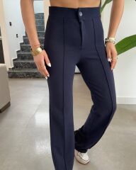 Kadın Yüksek Bel Full Likralı Krep Kumaş Pantolon