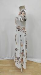 Kadın Kısa Kollu Bisiklet Yaka Puantiyeli Maksi örme Krep Elbise