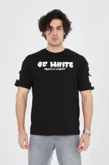 Erkek 24/1 Penye Baskılı T-Shirt - Siyah