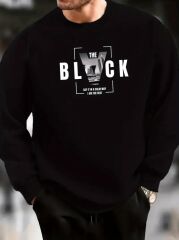 Erkek Uzun Kollu Bisiklet Yaka Black Logolu Iki Iplik Bluz