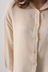 Müslin Uzun Kol Gömlek - Bej