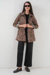 10322 Beli Büzgülü Trençkot - B.Kahverengi