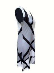 Kadın Askılı Yuvarlak Yaka Geometrik Desenli Kısa Süprem Elbise