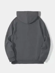 Erkek Düz Kapüşonlu Sweat - Füme