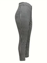 Kadın Yüksek Bel Desenli Dalgıç Pantolon