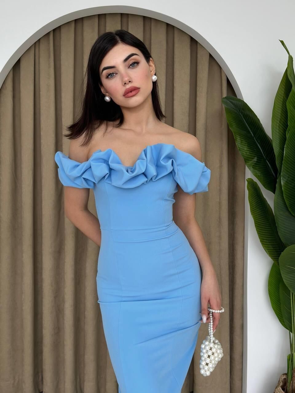 Popi Madonna Yaka Kalem Elbise