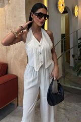 Halter Yaka Yelekli Modal Takım 10144