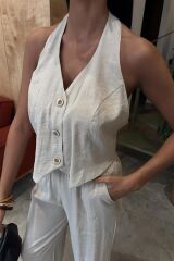 Halter Yaka Yelekli Modal Takım 10144