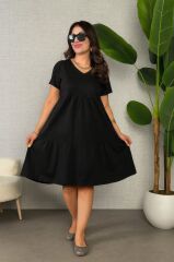 Kadın Kısa Kollu V Yakalı Viskon Elbise