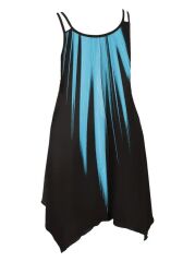 Kadın Askılı Yuvarlak Yaka Asimetrik Detaylı Desenli Süprem Elbise