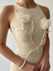 Lers Çiçek Detaylı Elbise