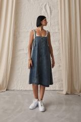 Mavi Askı Aparatlı Kot Elbise