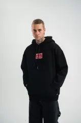 POLIZEI Premium Kalite Unisex Kapşonlu Dijital Patchli SweatShirt - Siyah