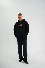 POLIZEI Premium Kalite Unisex Kapşonlu Dijital Patchli SweatShirt - Siyah