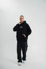 POLIZEI Premium Kalite Kapşonlu Dijital Patchli SweatShirt - Siyah
