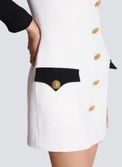 Kadın çift Renk Cep Ve Sarı Düğme Detay Fırsat ürün Mini Ceket Elbise