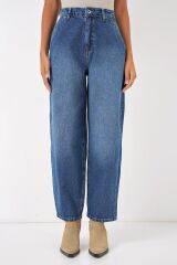 6688 Yüksek Bel Baggy Kot Pantolon - Lacivert