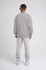 Unisex Biskilet Yaka Üç İplik SweatShirt - Gri