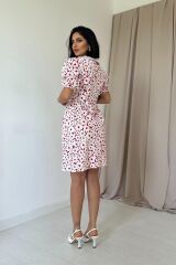 Fuşya Önlük Yakalı Poplin Elbise