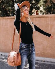 Kadın Uzun Kollu Bisiklet Yaka Kaşkorse Bluz