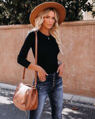 Kadın Uzun Kollu Bisiklet Yaka Kaşkorse Bluz