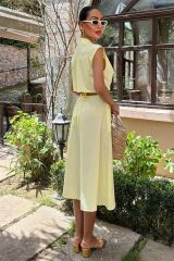 Göbeği Halka Detaylı Midi Boy Elbise 2896