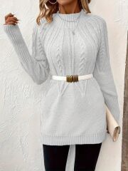 Kadın Uzun Kollu Yarı Balıkçı Yaka Triko Bluz